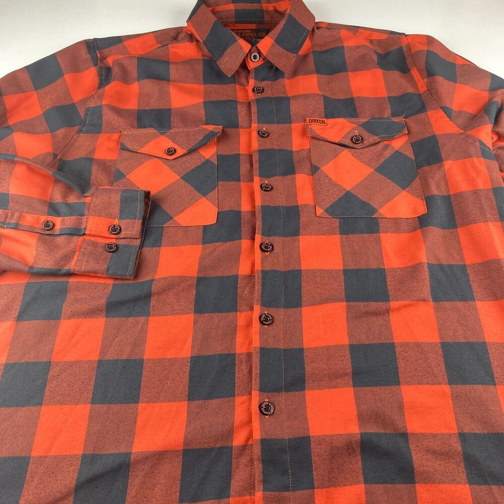 Dixxon Flannel Co The Knuck Shirt Mens 2X Orange Black Buffalo Plaid